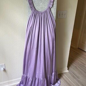 Elegant Lavender Satin Maxi Dress